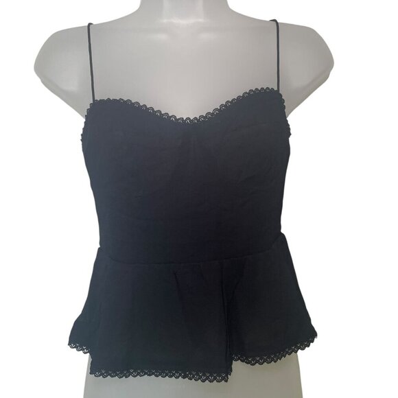 OPT One Pretty Time Black Elodie Peplum Top Size 0 NWT Adjustable Straps - Picture 2 of 7